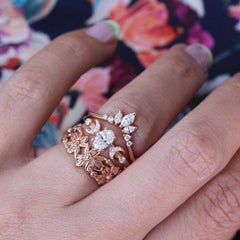 Oval 0.50 Carat Moissanite Celestial Two Moons Unique Engagement Ring