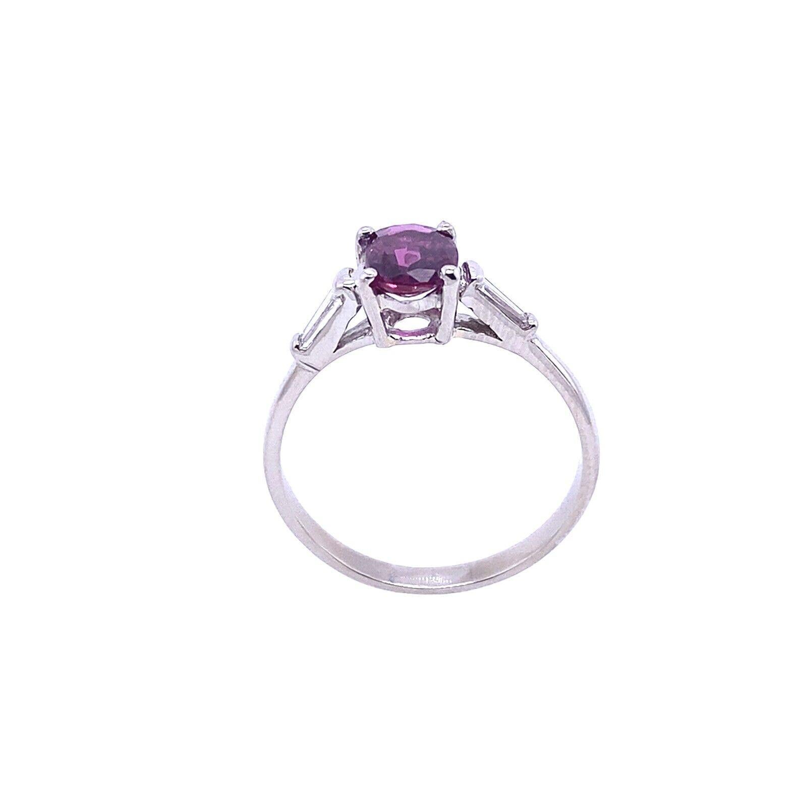Oval 0.65ct Natural Ruby Set in Platinum Solitaire Diamond Ring In Excellent Condition For Sale In London, GB