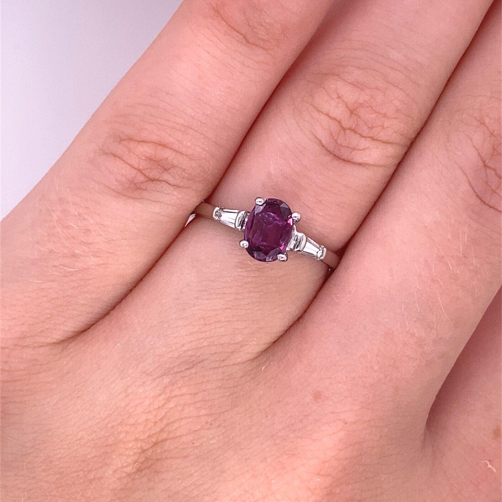 Women's Oval 0.65ct Natural Ruby Set in Platinum Solitaire Diamond Ring For Sale