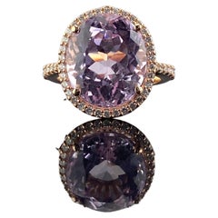 Oval 10.48ctw Kunzite And Diamond Large Statement Halo Cluster Ring in Rose Gold