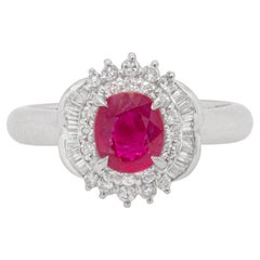 Ruby 1.23 Carat Ring Set in Diamond Setting 0.36 Carats Platinum