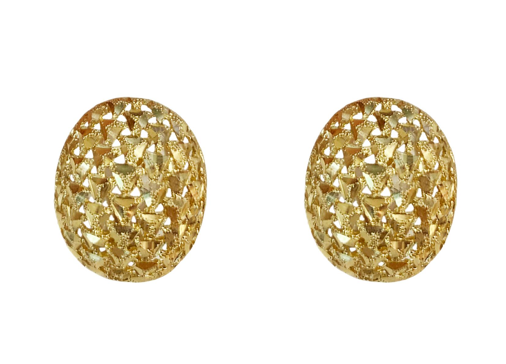 Boucles d'oreilles ovales en or jaune 14K Pour femmes en vente