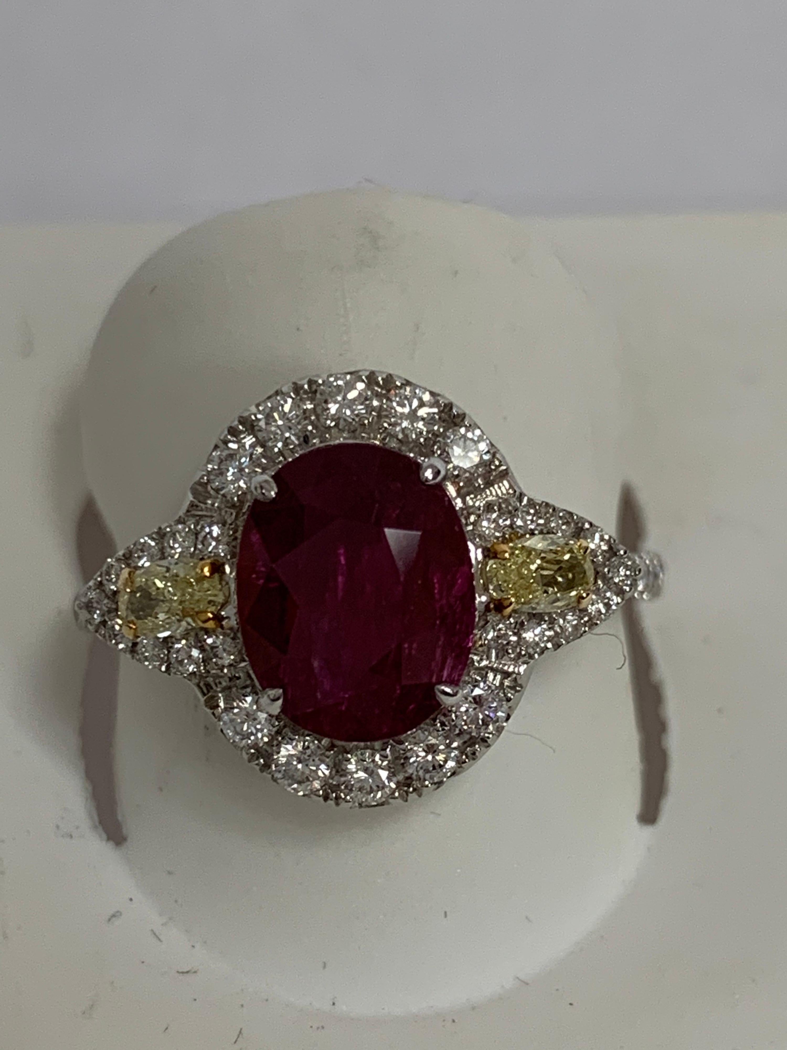 Women's Oval 1.66 Carat Ruby and Diamond Ring
