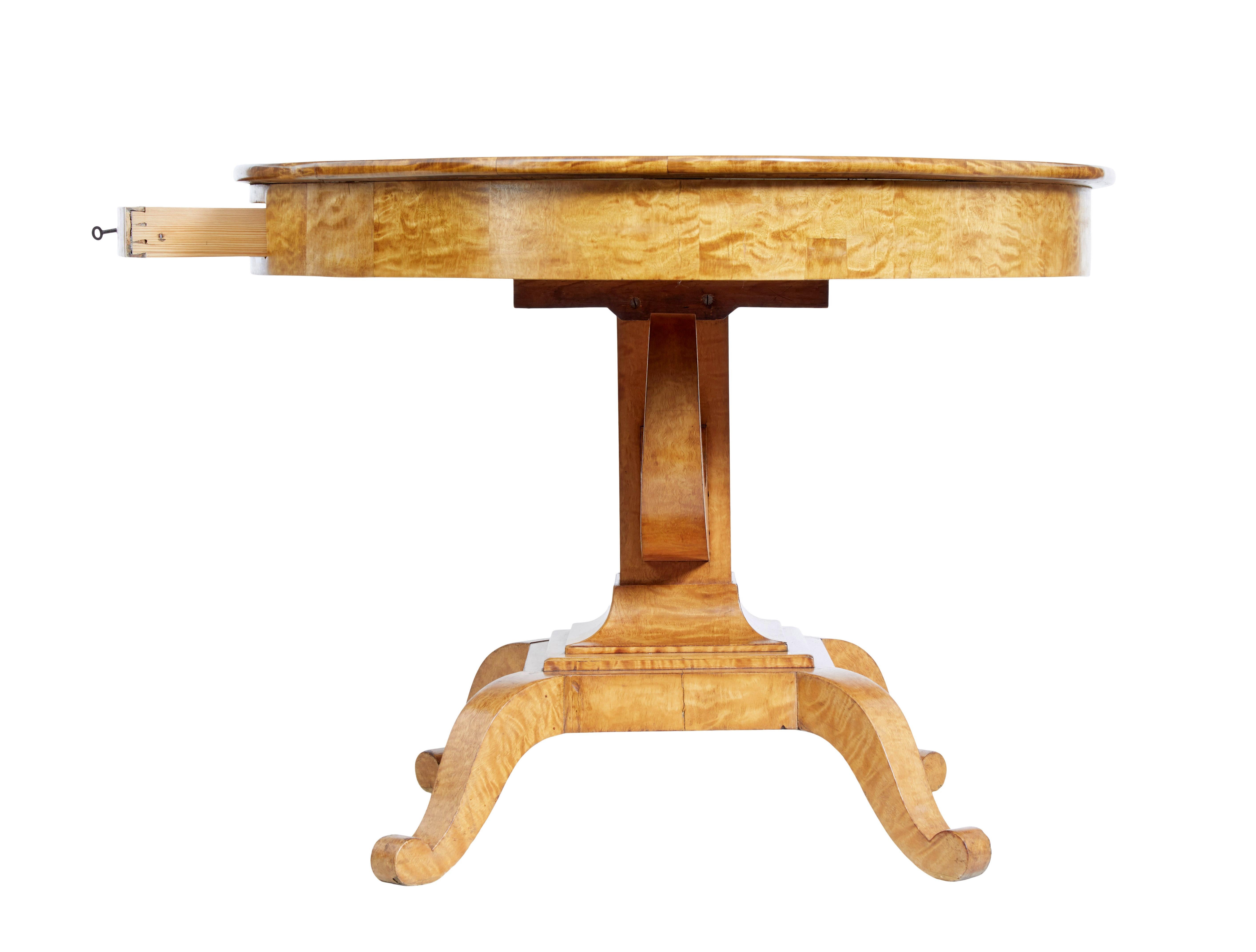 Hand-Carved Oval 19th Century Birch Empire Center Table