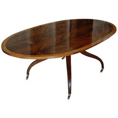 Oval 19th Century English Mahogany Dining Table on Spider Legs with One Leaf