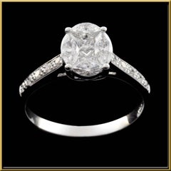 Oval 2 Carat Illusion Bridal Solitaire Ring in 18 Karat Gold