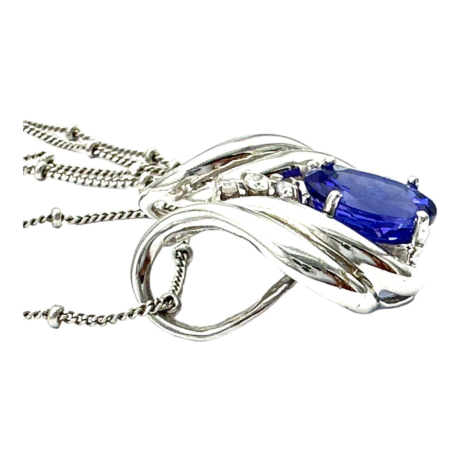 Oval Cut Oval 3.00 Carat Tanzanite Slide Pendant on Chain For Sale