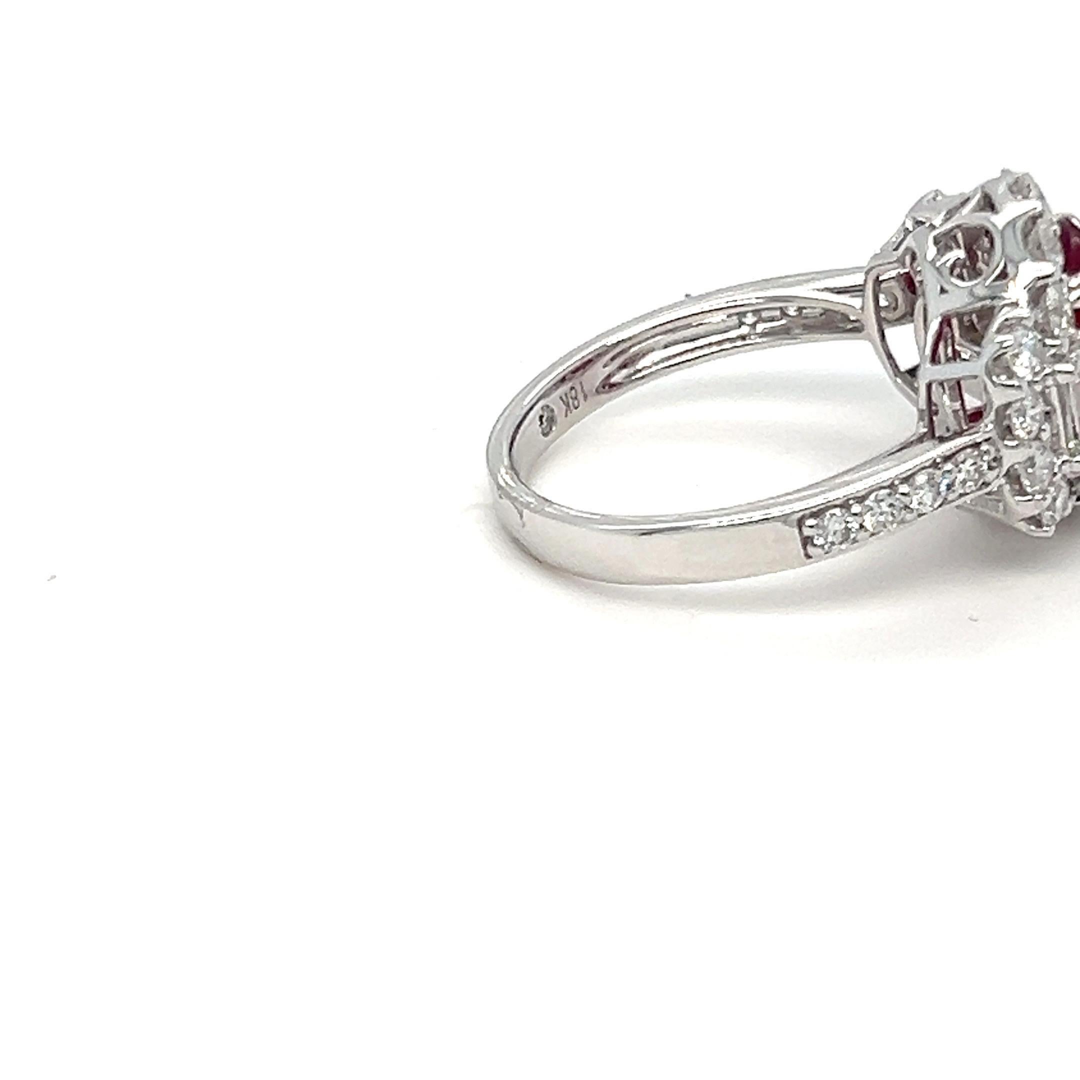 3.65 Carat Oval Cut Ruby and Diamond White Gold Ring For Sale 3