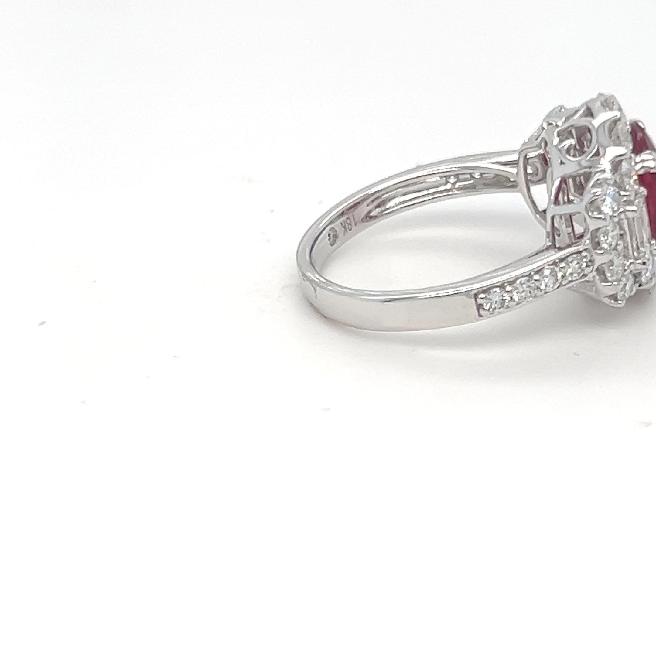 3.65 Carat Oval Cut Ruby and Diamond White Gold Ring For Sale 4