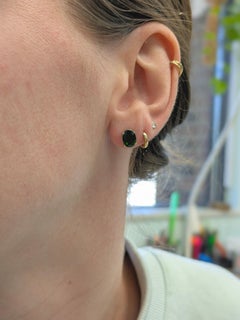 Oval 8x6mm - Chrom Diopsid Solitaire Ohrstecker : 14k Massiv Weißgold