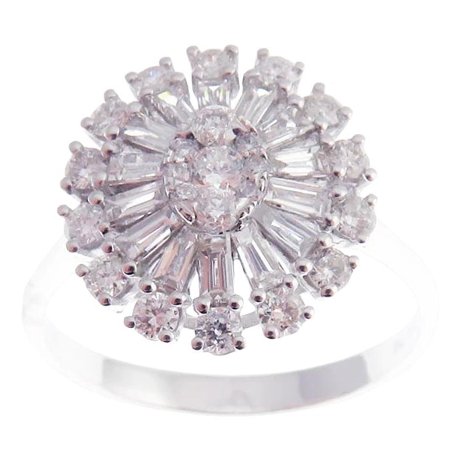 Modern Oval Abstract Baguette Motif Diamond Earring Ring Set For Sale