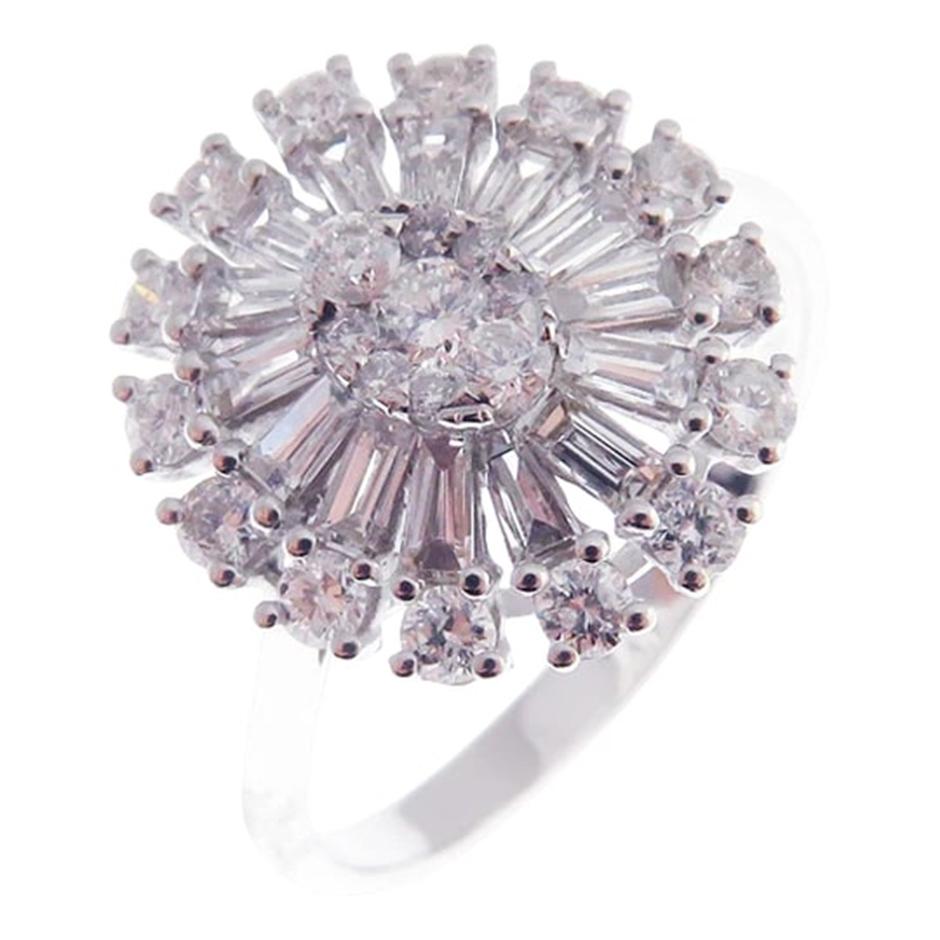 Women's Oval Abstract Baguette Motif Diamond Earring Ring Set For Sale