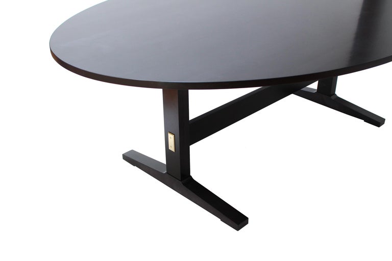 Oval Acre Trestle Dining Table in Ebony Black Stain on ...