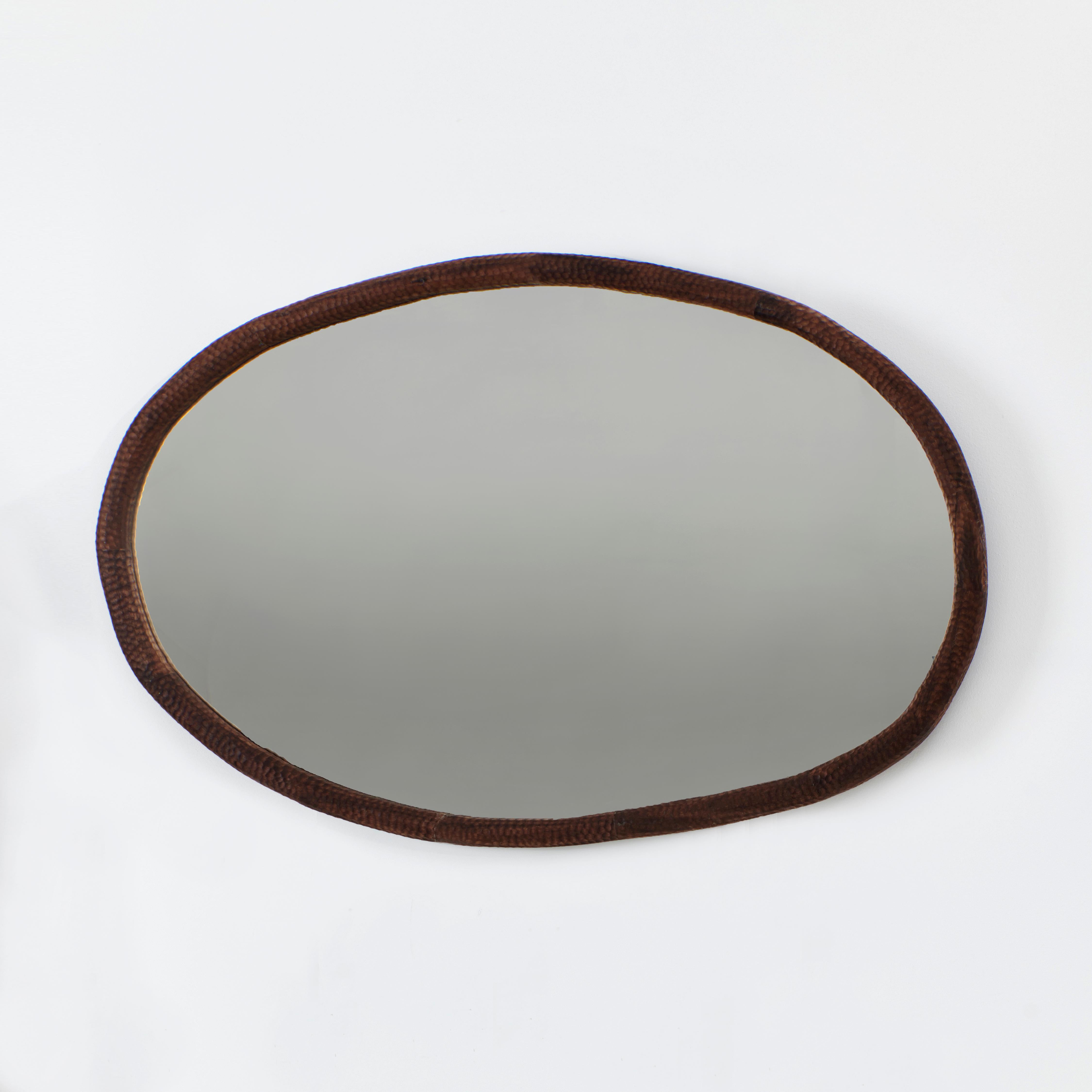 Modern Oval Amarante Mirror For Sale