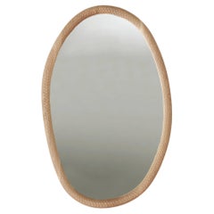 Specchio ovale Amarante - rovere - fatto a mano - intagliato - con finitura ruvida - artigianale - scolpito