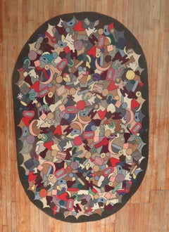 Oval American Hooked Rug Dated 1967