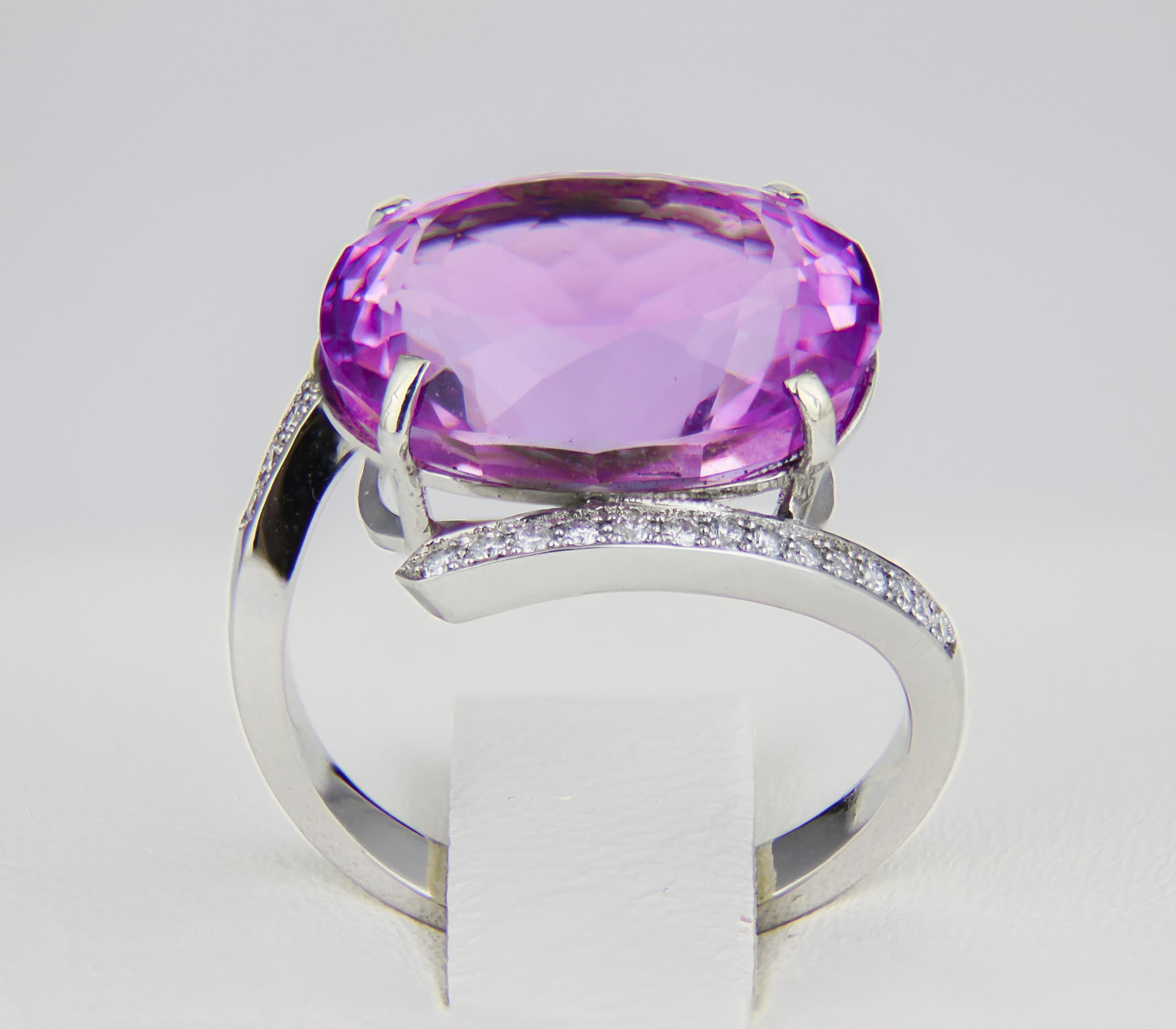 in vendita:  Anello ovale con ametista in oro massiccio 14k. 3