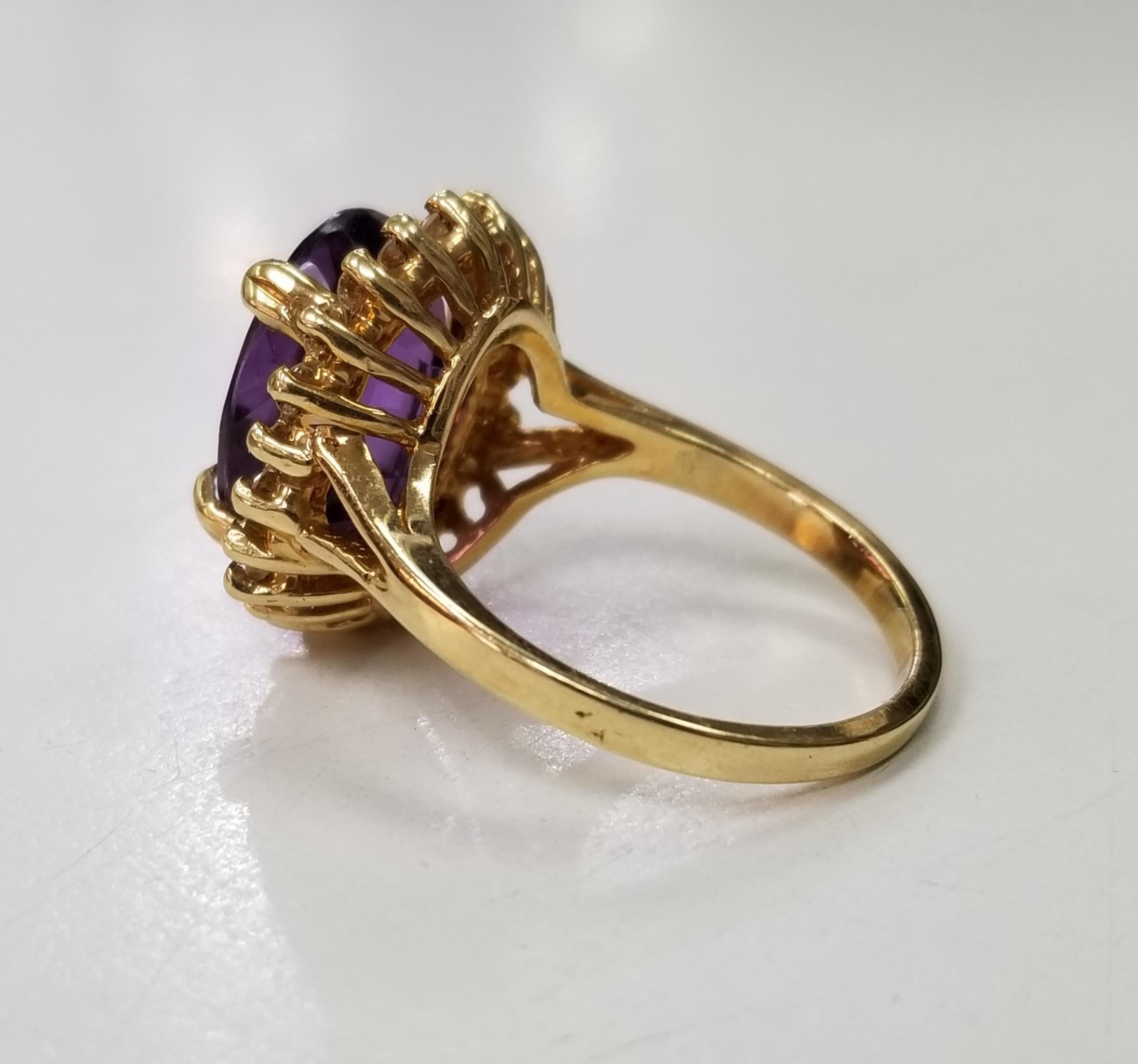 Contemporary Oval Amethyst and Diamond Ring
