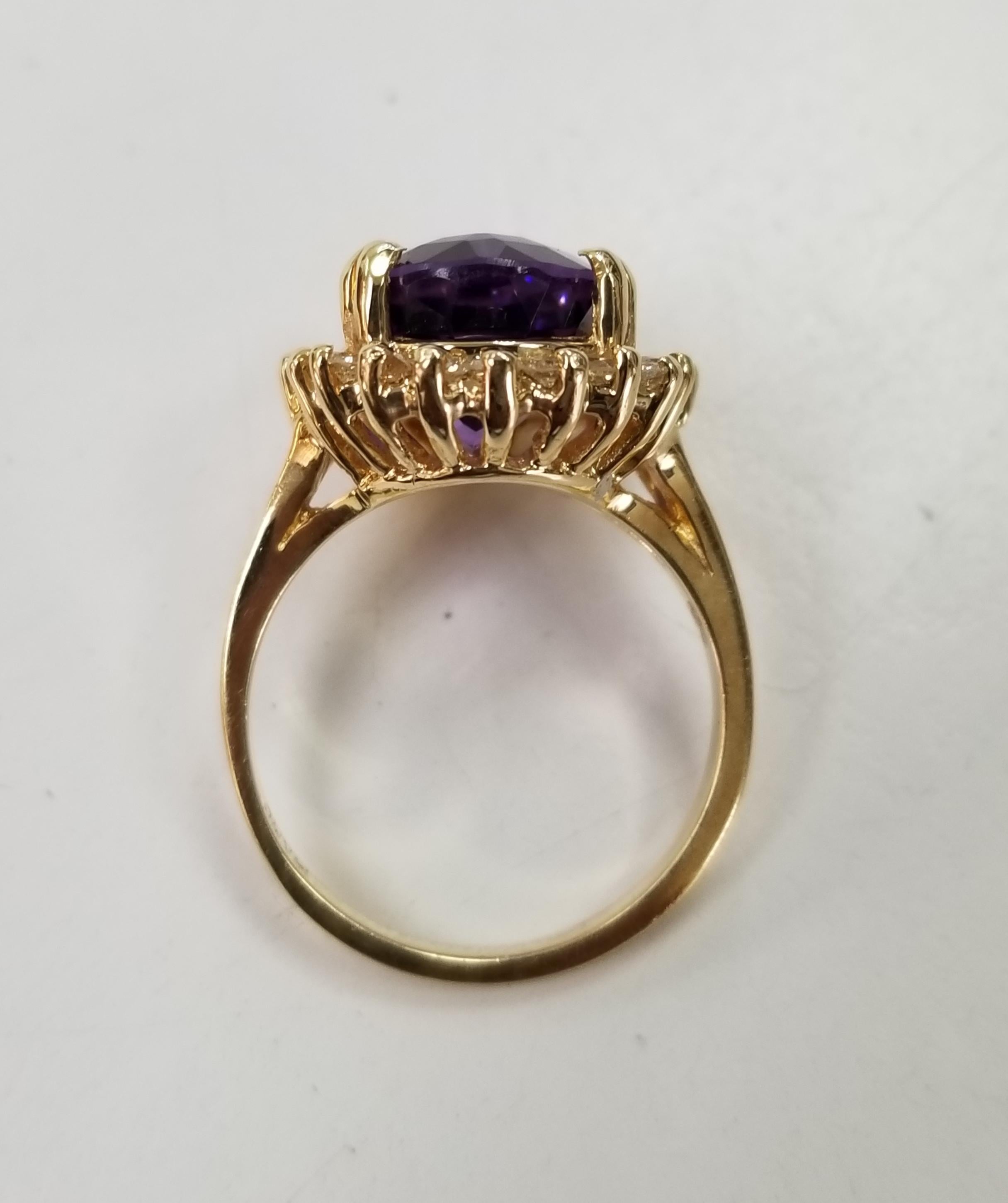 Oval Cut Oval Amethyst and Diamond Ring