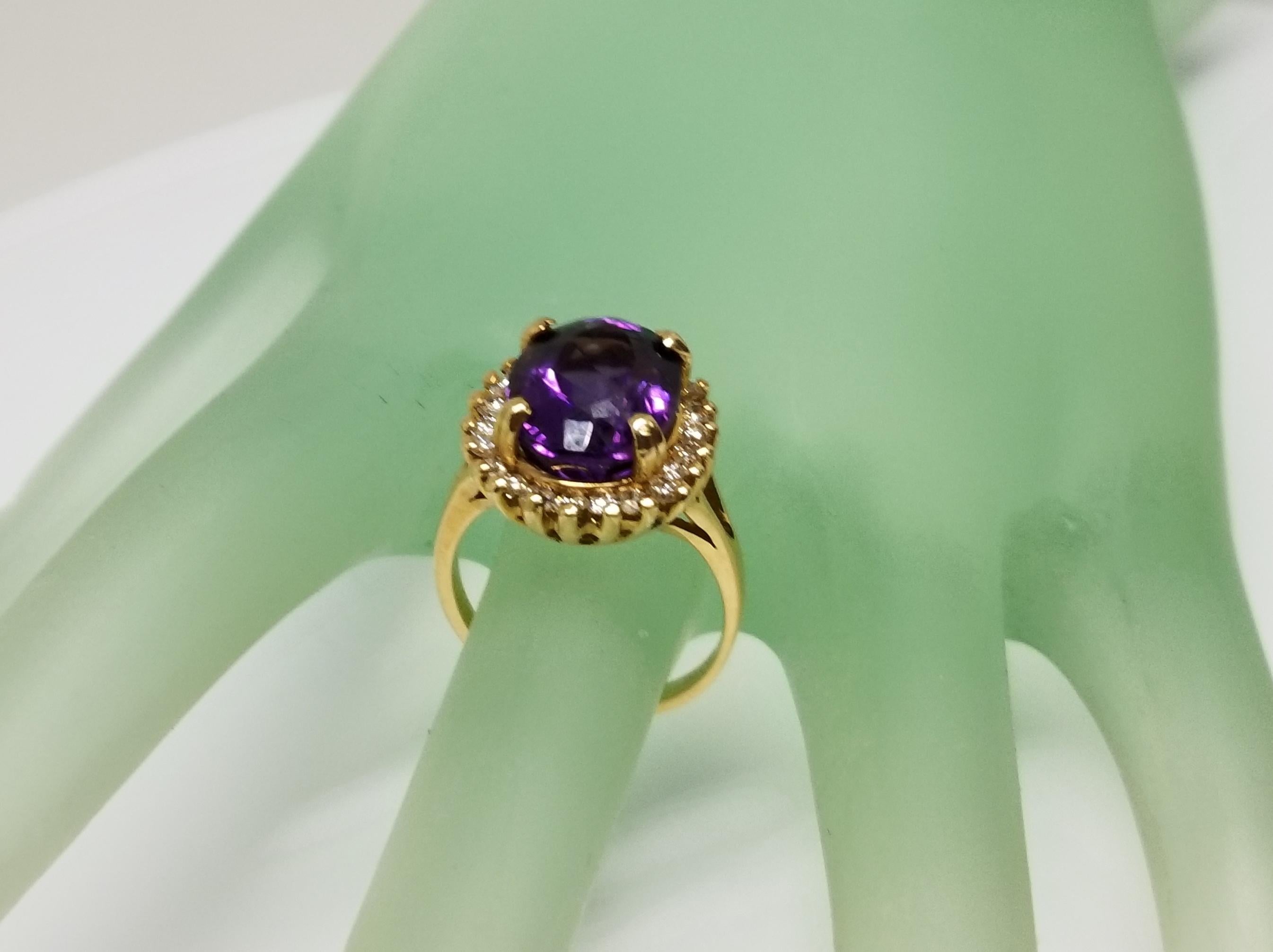 Women's Oval Amethyst and Diamond Ring