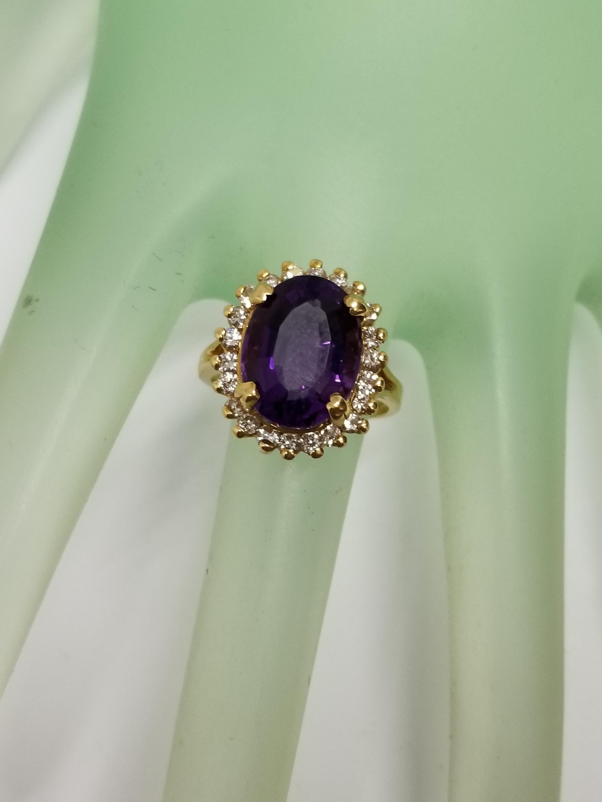 Oval Amethyst and Diamond Ring 1