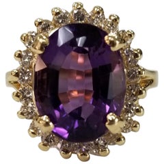 Oval Amethyst and Diamond Ring