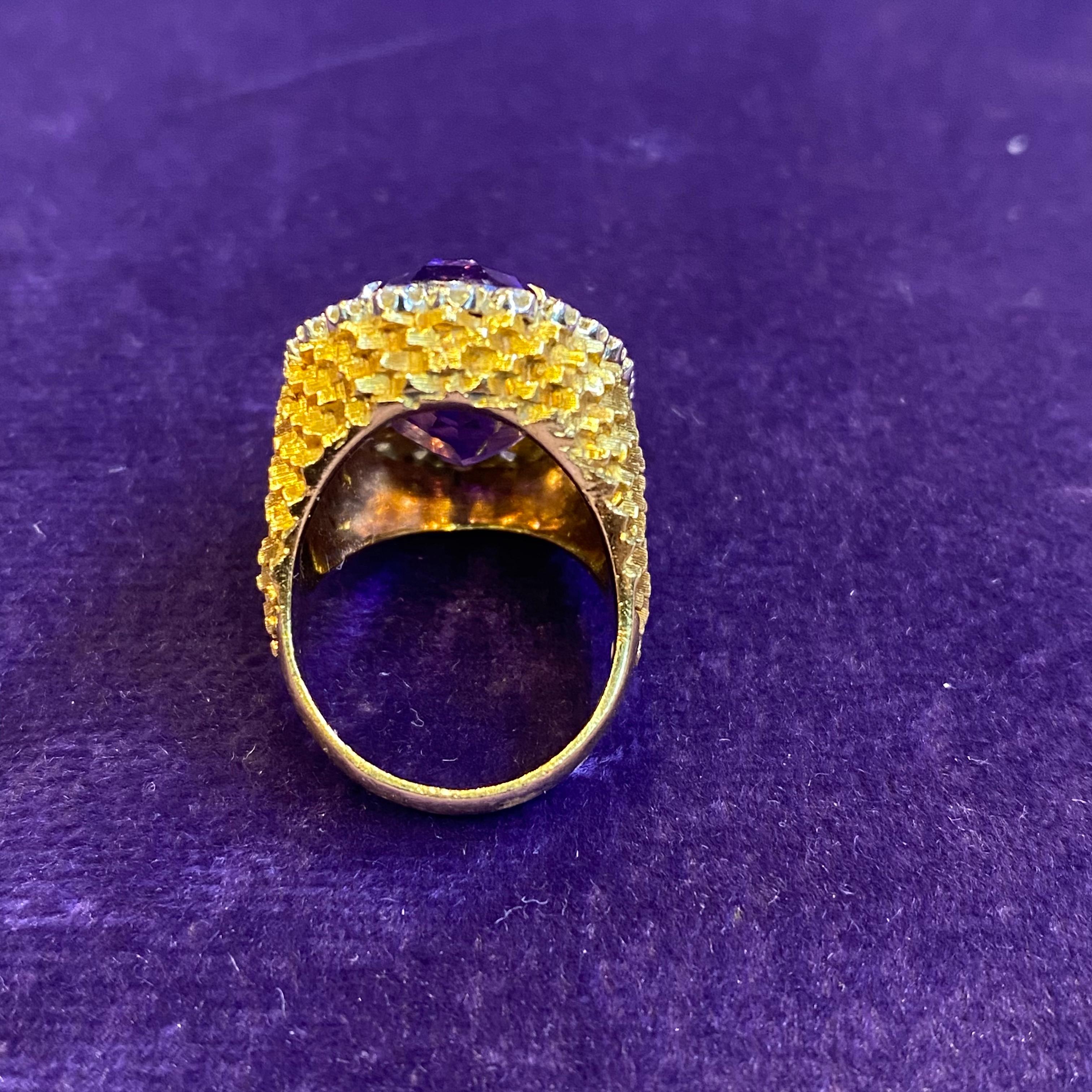 Oval Amethyst & Diamond Cocktail Ring  For Sale 1