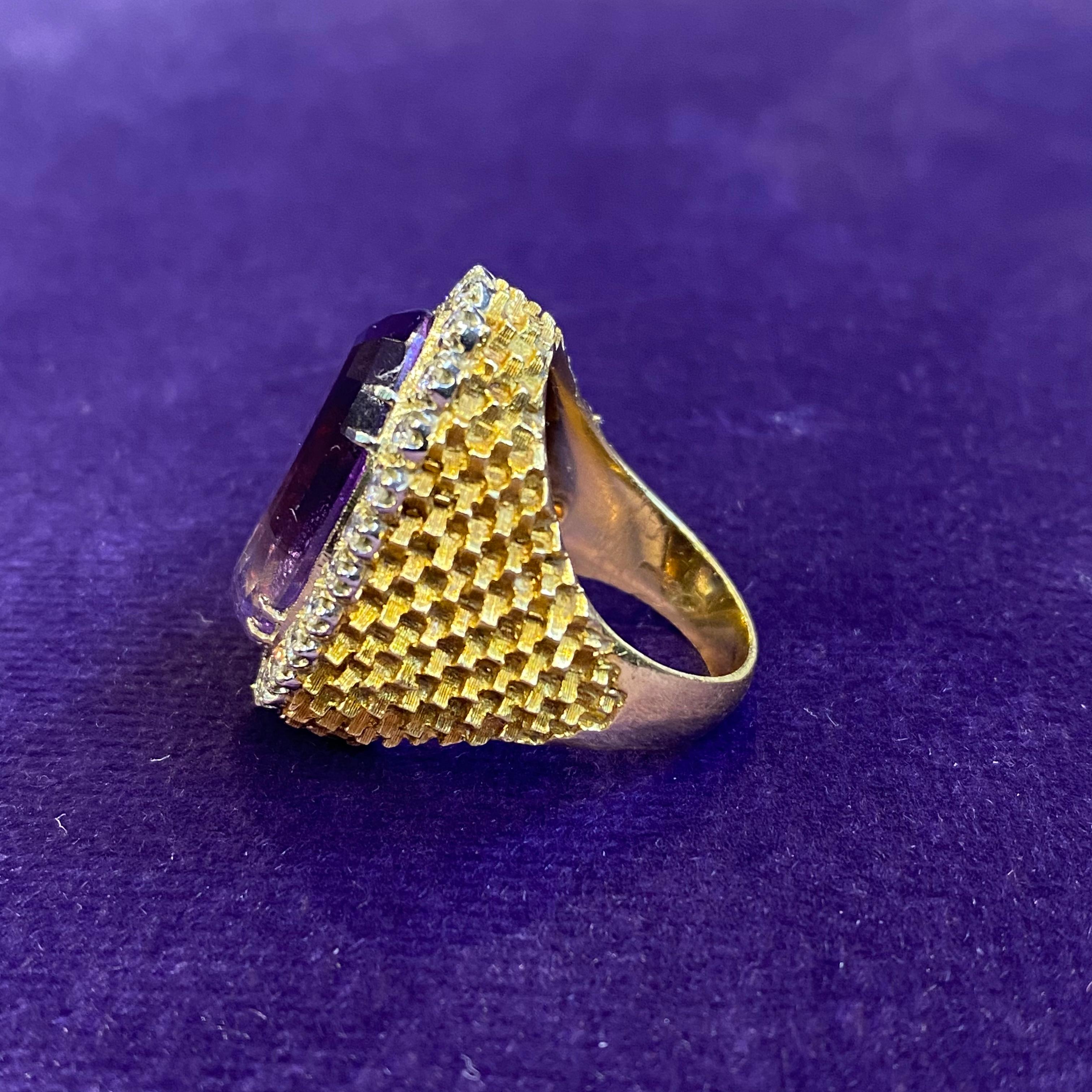 Oval Amethyst & Diamond Cocktail Ring  For Sale 2
