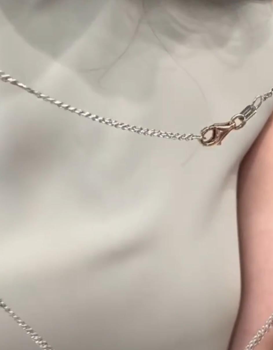 Taglio ovale Collana con ciondolo ovale con ametista e doppia catena di diamanti in oro rosa e bianco 14K in vendita