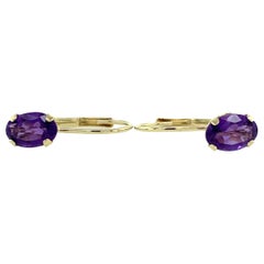 Oval Amethyst Drop Earrings