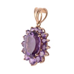 Oval Amethyst Pendant with Amethyst Surround