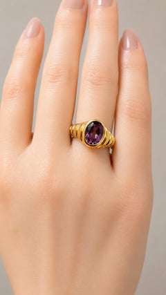 Ovaler Amethyst Ring Silber, Gold