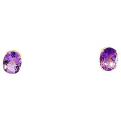 Oval Amethyst Stud Earrings