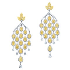 Yellow Diamond Oval and Pear studded Danglers earrings -26.22cts