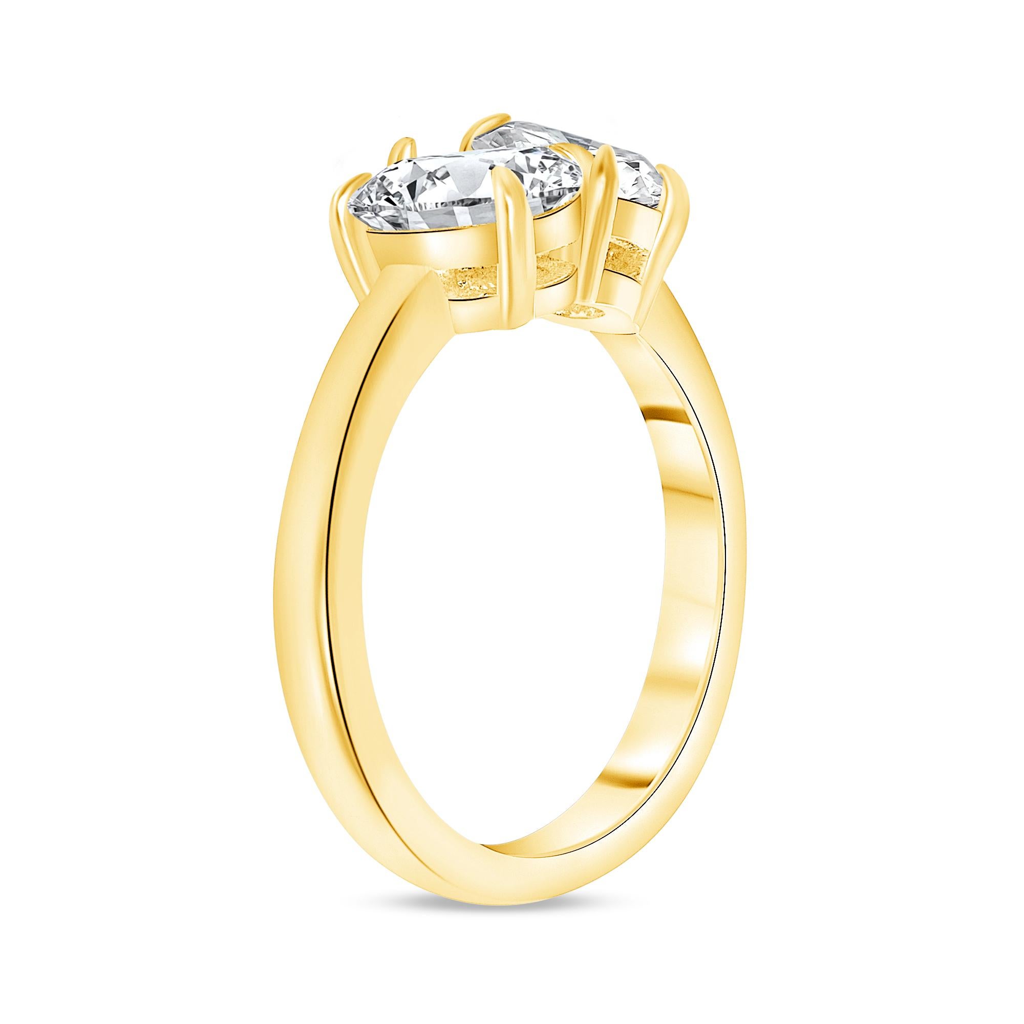Im Angebot: Ovaler und runder Diamant-Verlobungsring mit zwei Steinen 1,00 Karat () 2