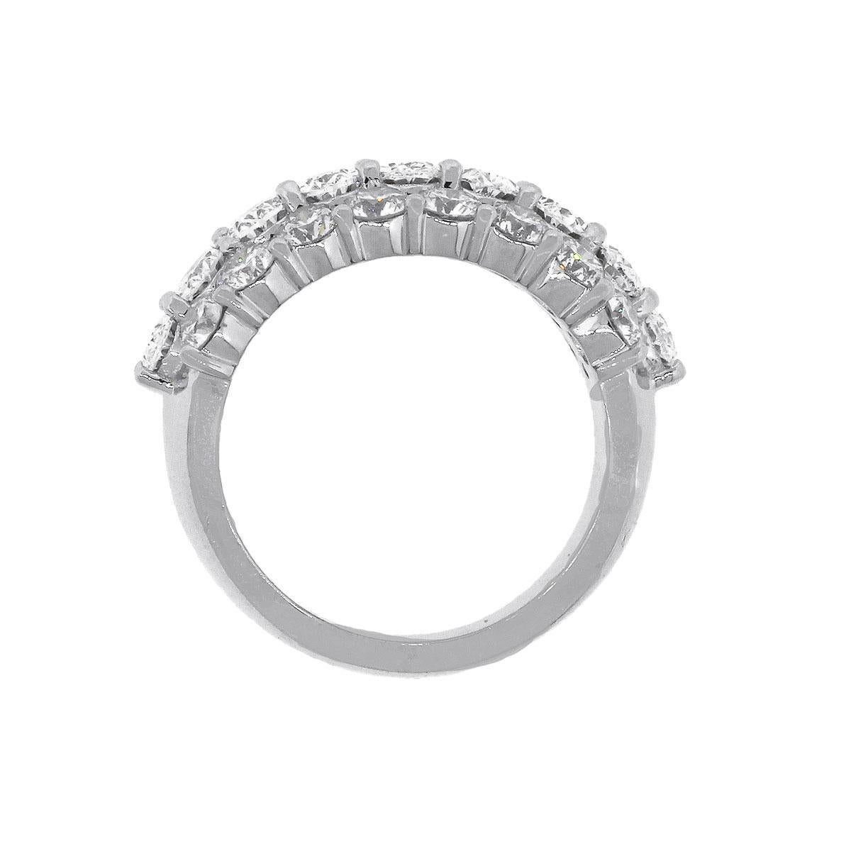 Oval Cut Oval and Round Diamond Three-Row Ring