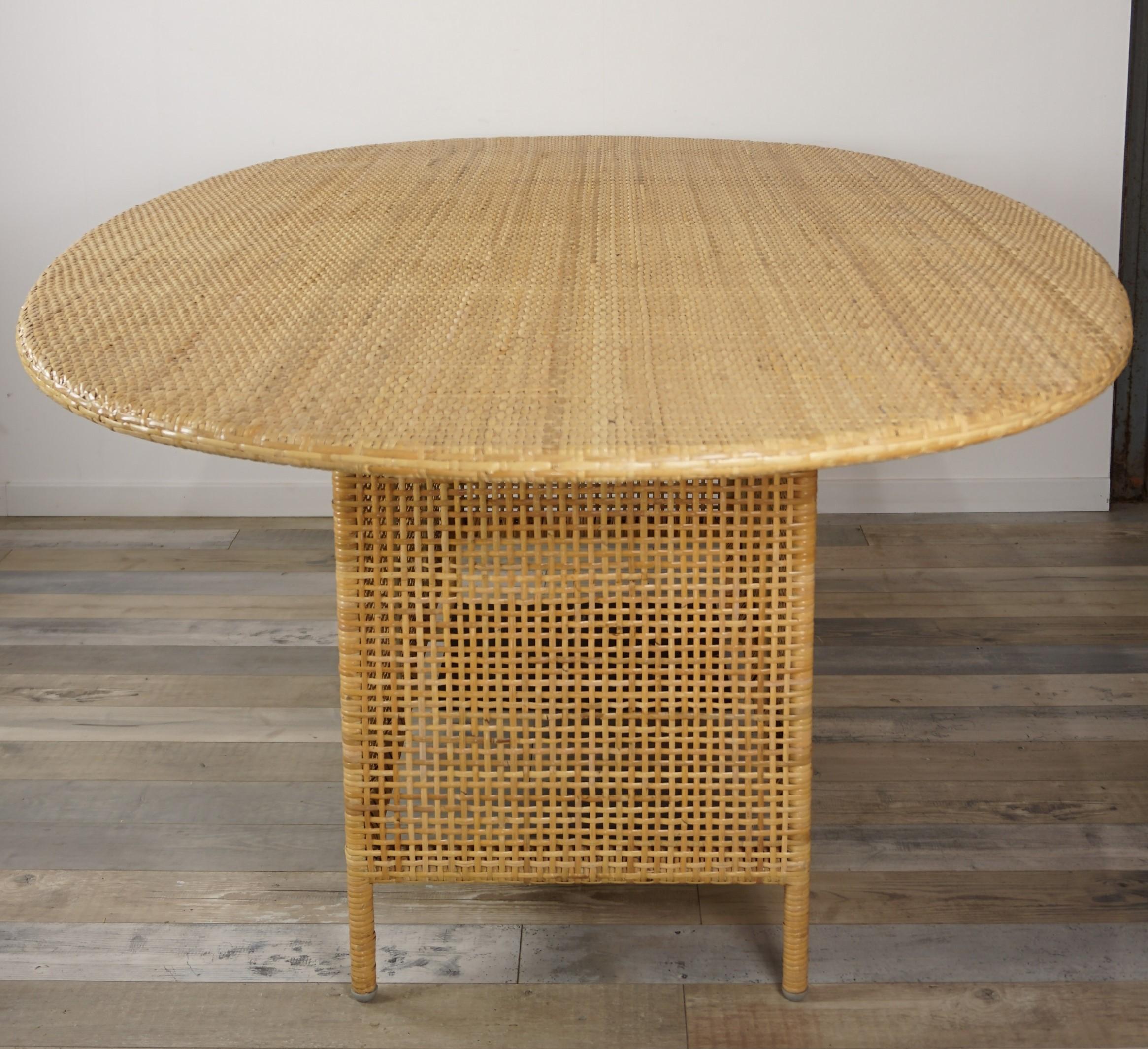 Oval and Woven Cane Rattan French Design Dining Table 3