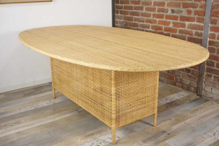 Oval and Woven Cane Rattan French Design Dining Table at 1stDibs | oval ...