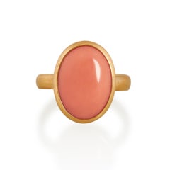 Oval Antique Coral Ring, 22ct Gold & Platinum