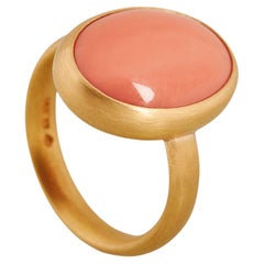 Oval Antique Coral Ring, 22ct Gold & Platinum