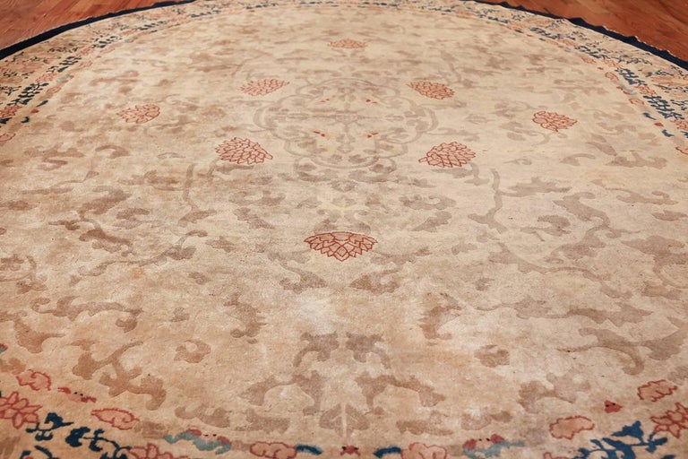 Oval Antique Ivory Background Chinese Rug For Sale at 1stdibs