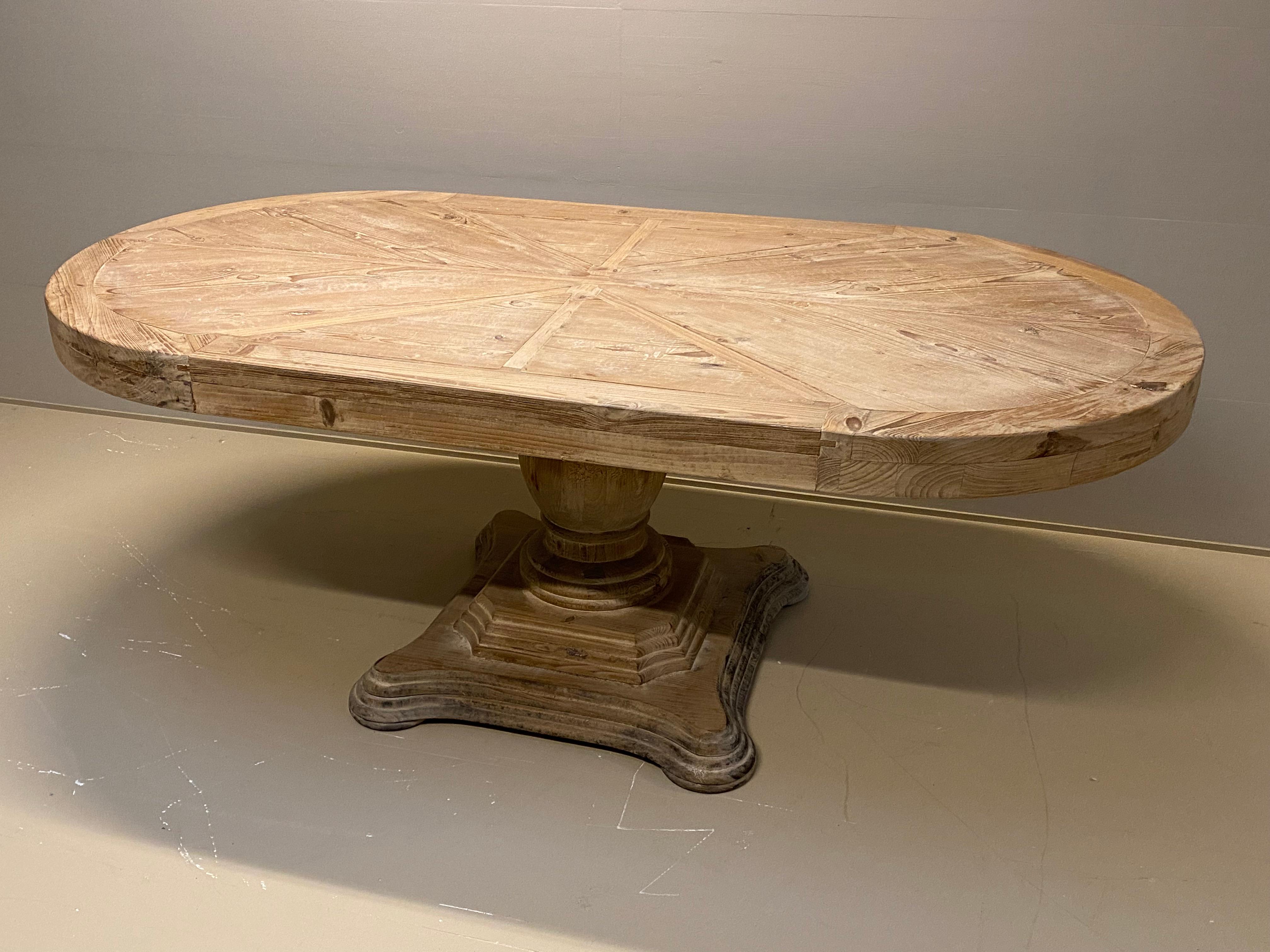 Oval Antique Wooden Dining Table on a Central Foot from France 9