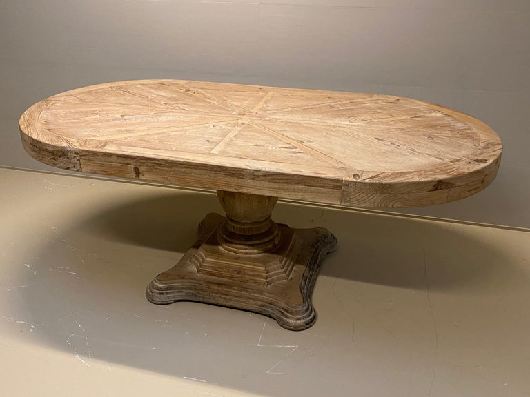 Oval Antique Wooden Dining Table on a Central Foot from France For Sale 10