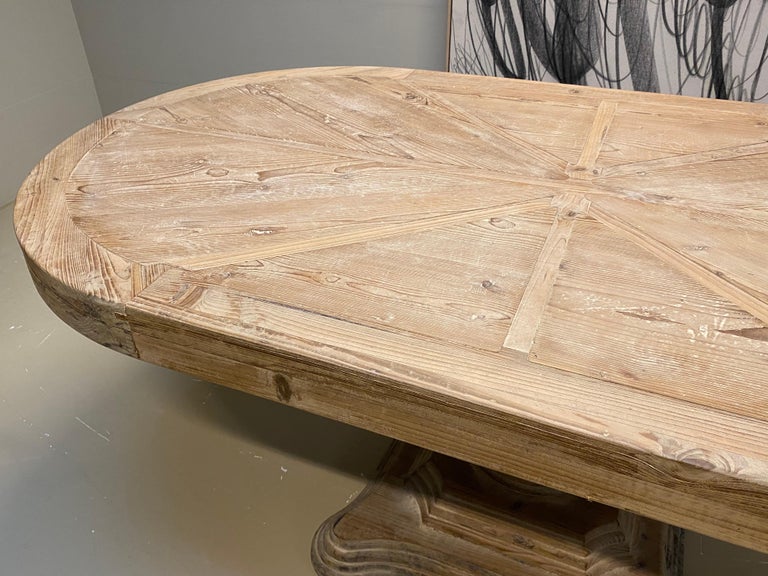 Early 20th Century Oval Antique Wooden Dining Table on a Central Foot from France For Sale