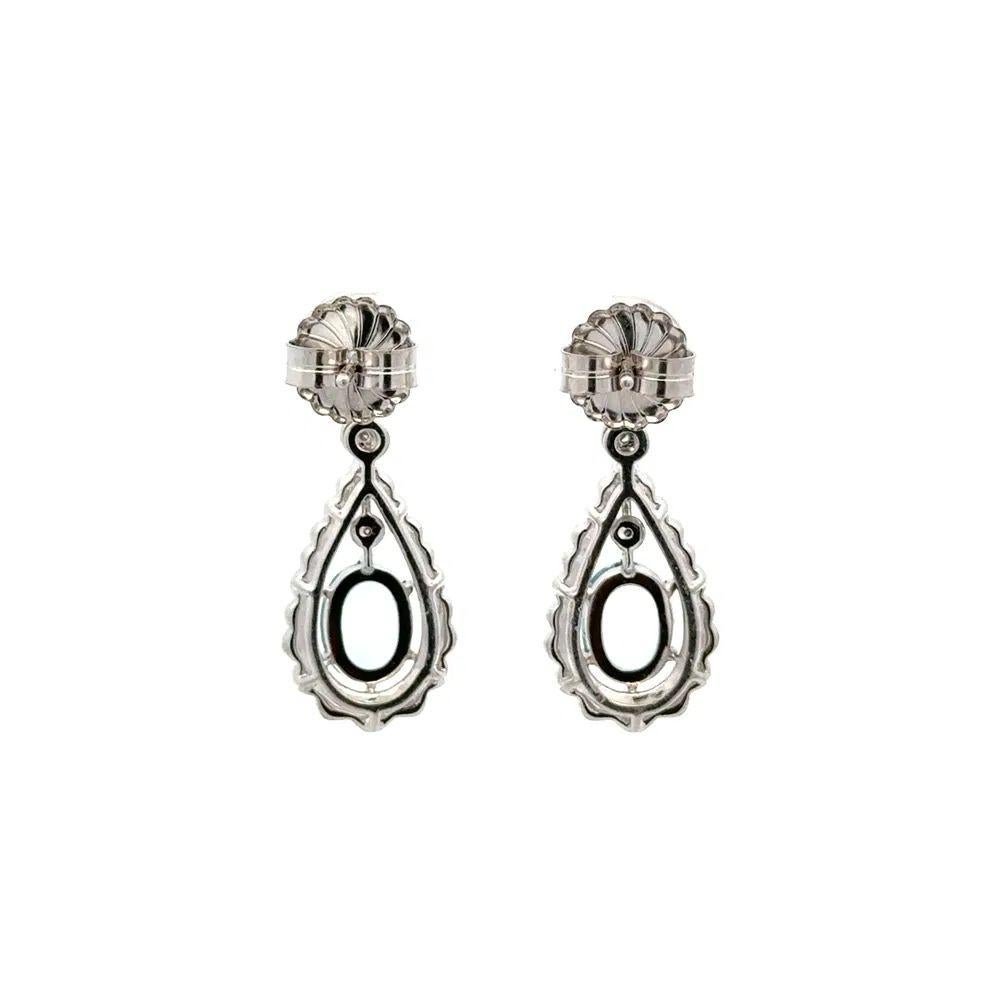 Oval Aquamarine and RBC Diamond Platinum Statement Drop Earrings In Excellent Condition For Sale In Montreal, QC