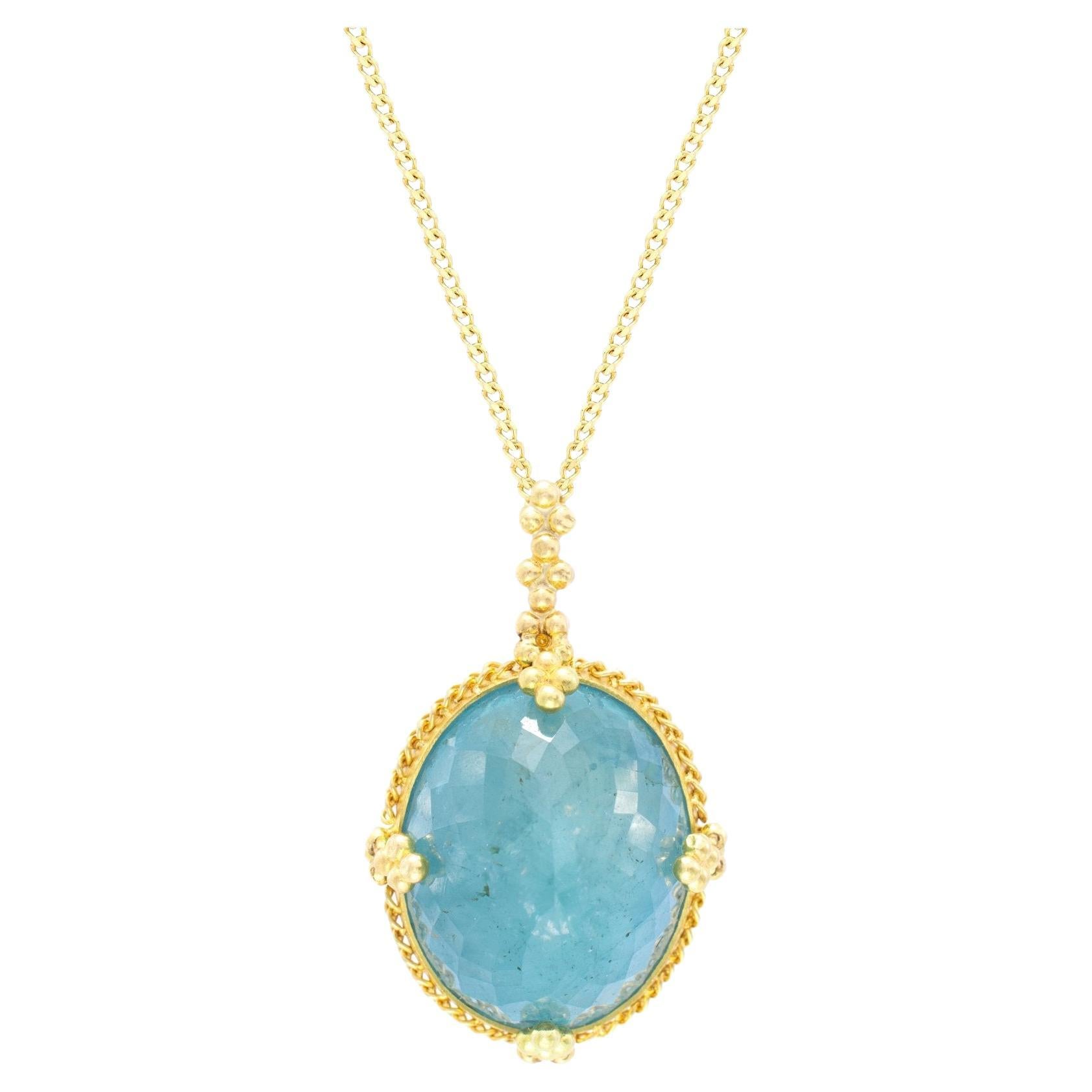 Oval Aquamarine Necklace For Sale