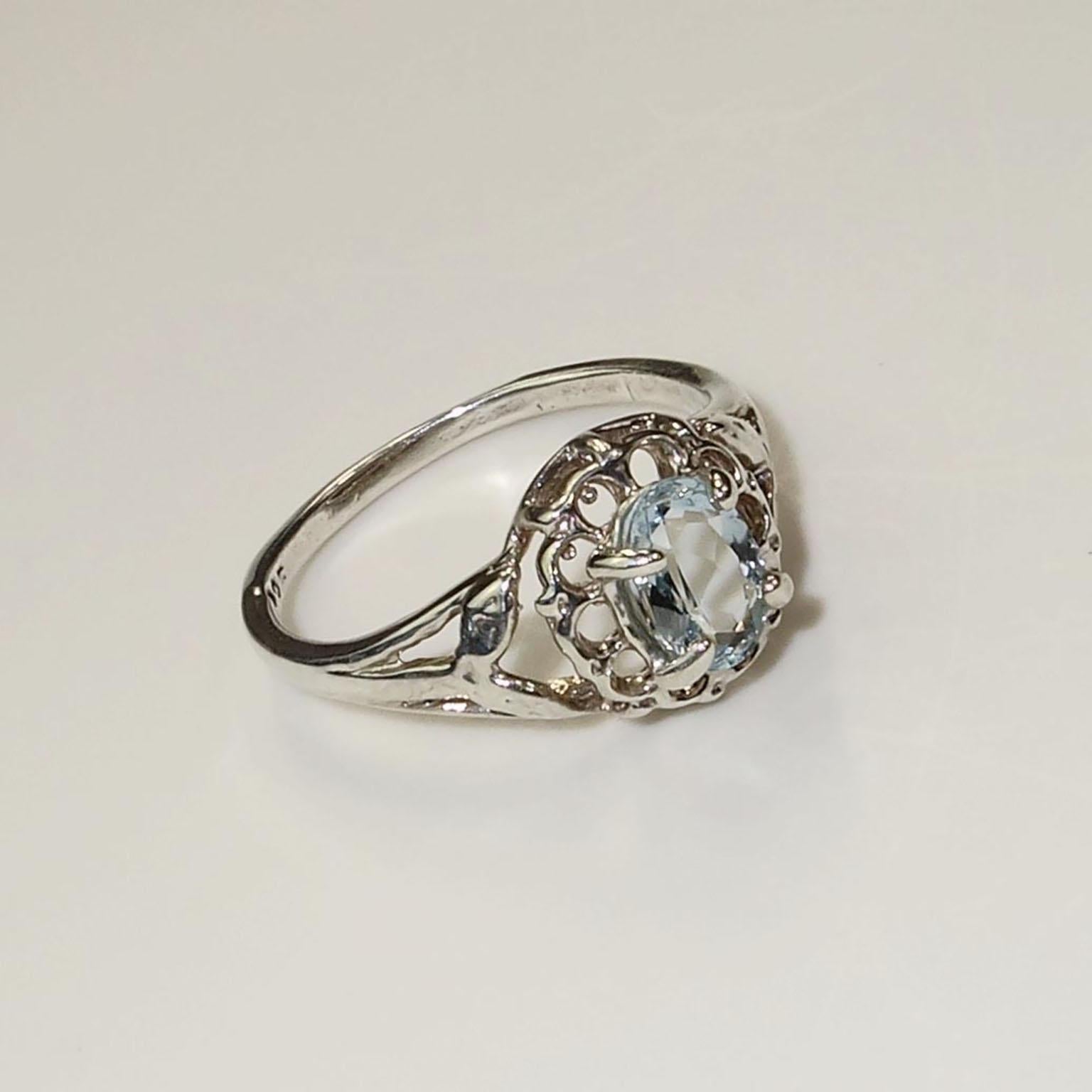 Oval Aquamarine Set in Sterling Silver Ring 1