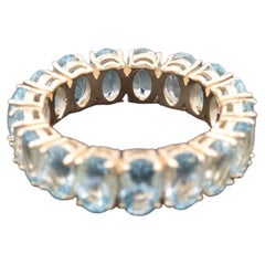 Oval Aquamarine Wedding Band - Full Eternity Aquamarine Ring