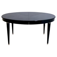 Oval Art Deco Dining Table in Black Lacquer from De Coene Frères Belgium, 1940s