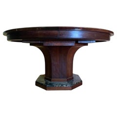 Oval Art Deco Dining Table in Walnut Veneer, 20th Century